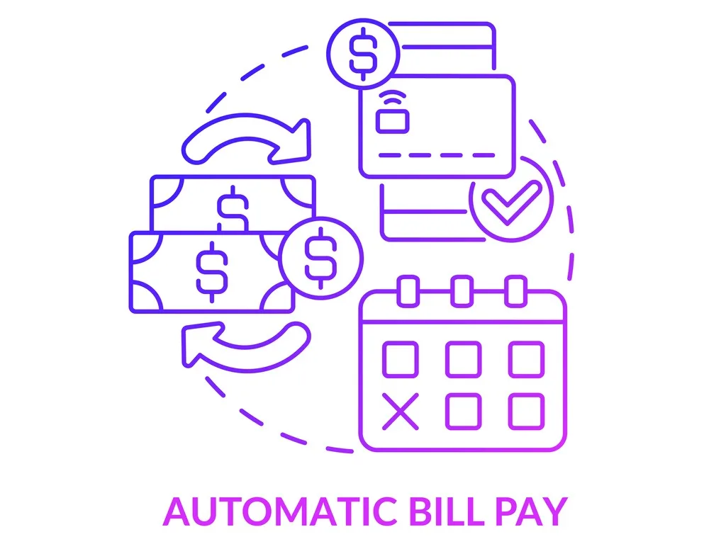 automatic bill pay purple gradient concept icon