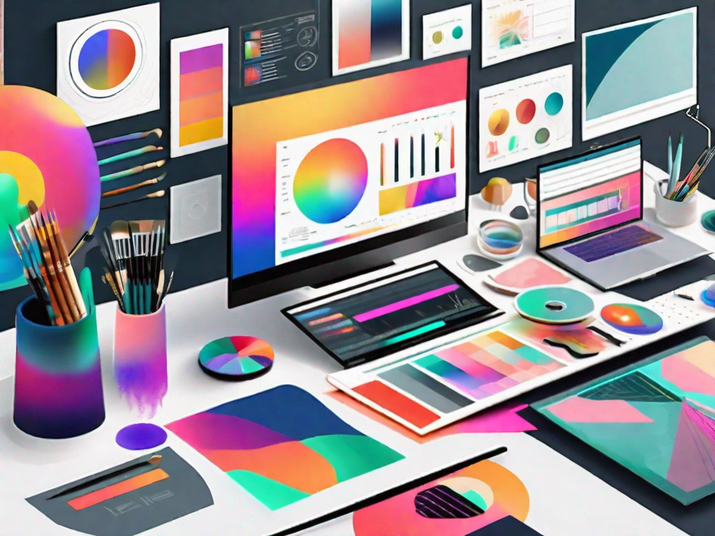 A computer screen showcasing a vibrant and complex graphic design