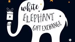 elephant with words white elephant gift exchange
